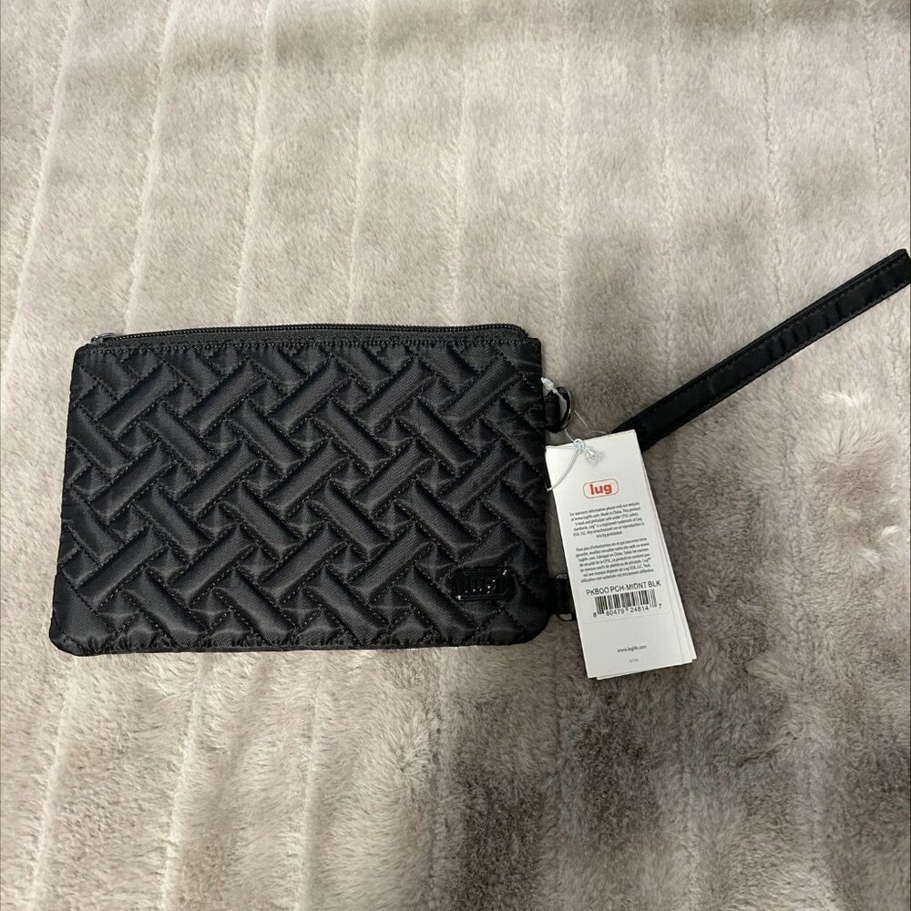 Lug Black Quilted Wristlet Clutch